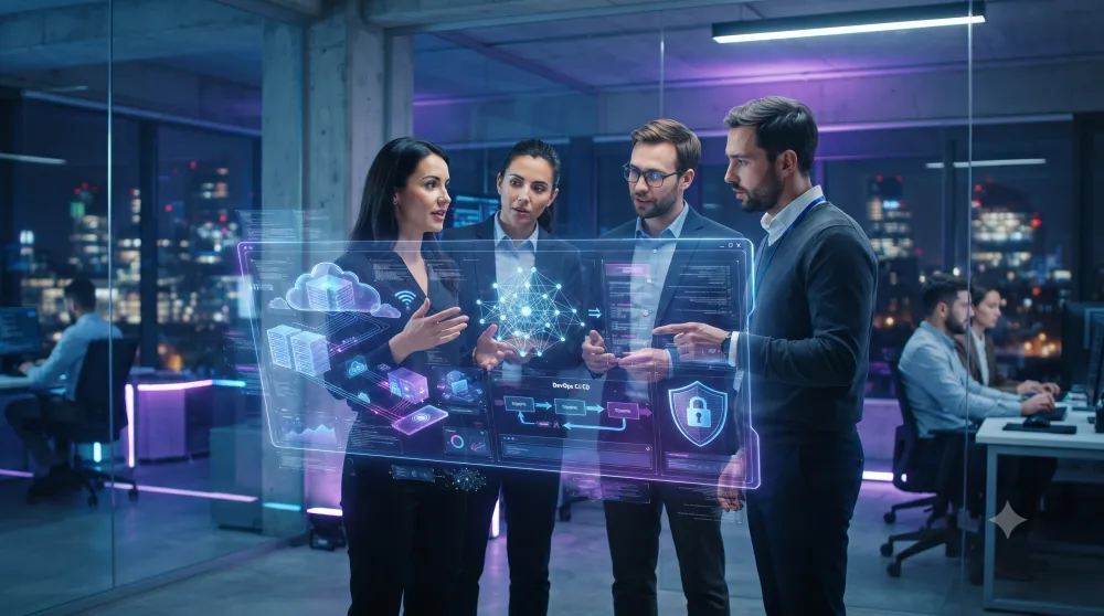 NIMU Technologies team discussing a digital solution